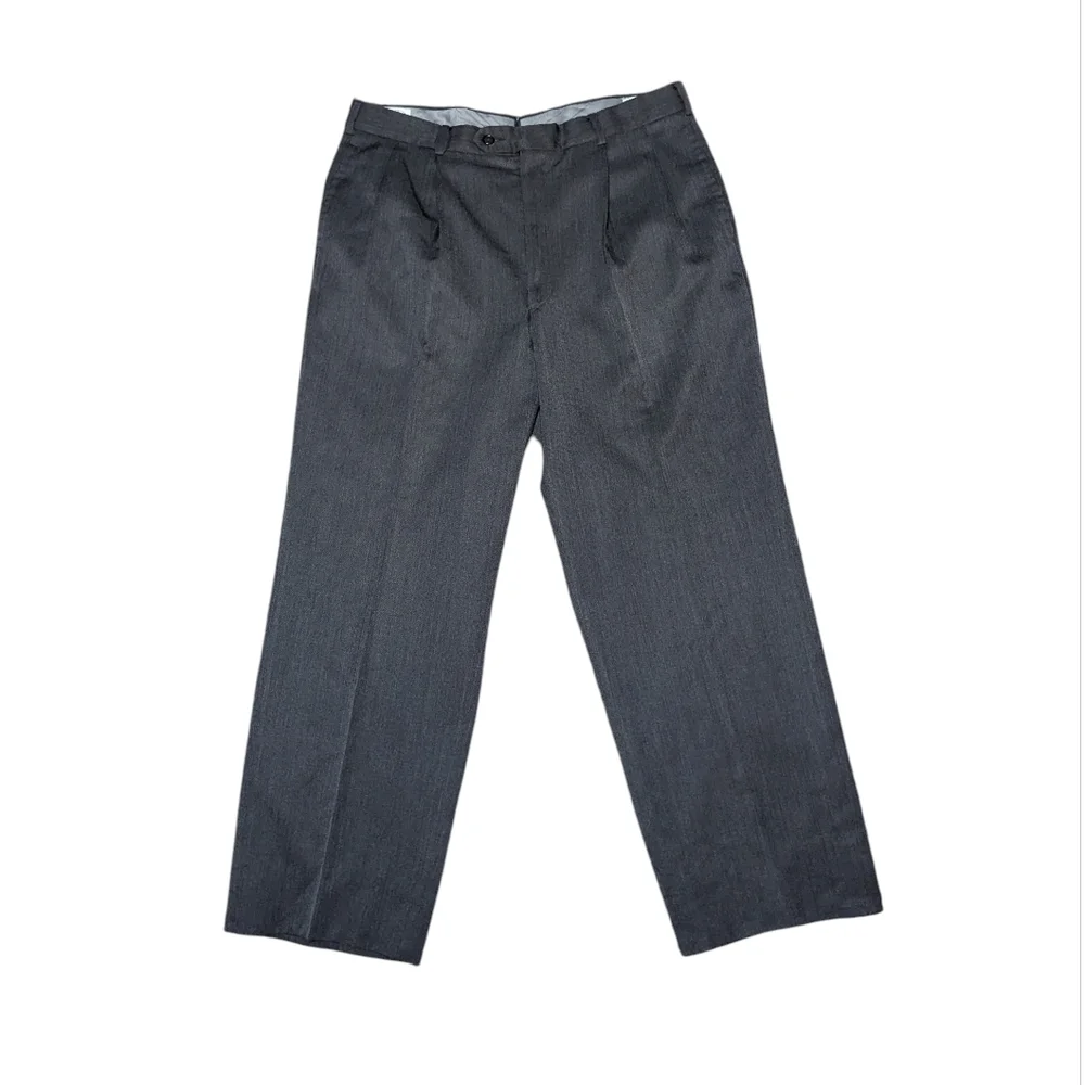 Ben Silver by Majer Dress Pants 34 X 27.5 Charcoal Gray USA Made Wool Pleated